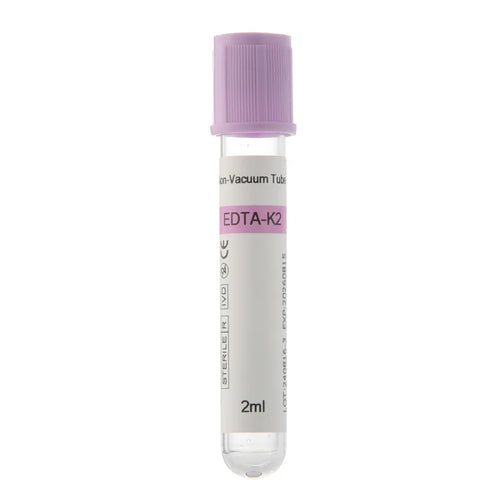 Vacuum K2 EDTA Blood Collection Tube (2 ml) Pack of 100 Pieces