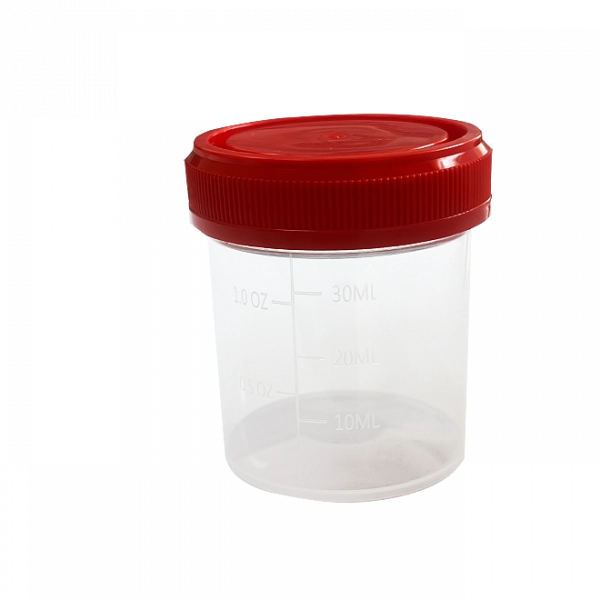 Sterile Urine Container Red Cap (30 ml) Pack of 100 Pieces