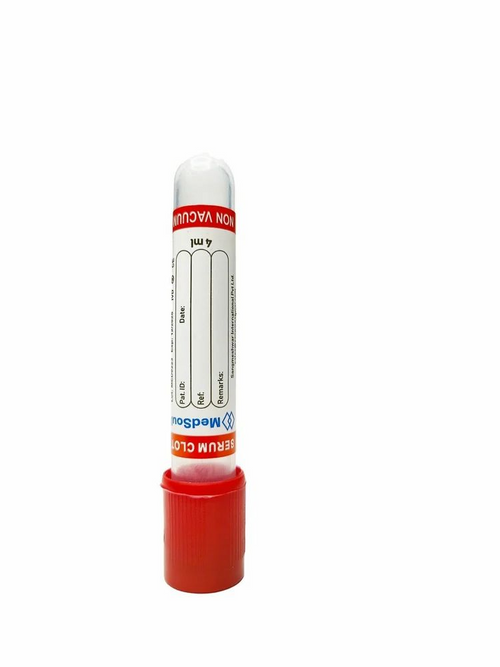 Non Vacuum Clot Activator Blood Collection Tube (4 ml) Pack of 100 Pieces